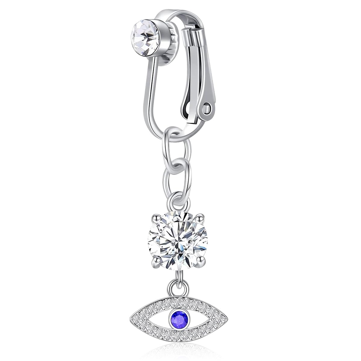 MAYCREATE Fake Belly Piercing Jewelry Evil Eye Belly Button Rings 316L Stainless Steel Non-Piercing Rhinestone Belly Rings Navel Rings for Women Girls MAYCREATE Fake Belly Piercing Jewelry Evil Eye Belly Button Rings 316L Stainless Steel Non-Piercing Rhinestone Belly Rings Navel Rings for Women Girls